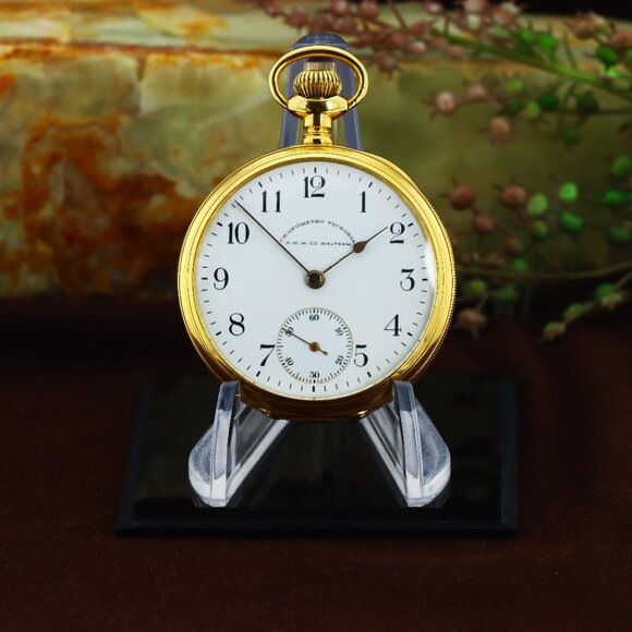 American Waltham Watch Company — A Fine and Rare 18k Gold Open-Face Pocket Watch - Picture 9 of 10